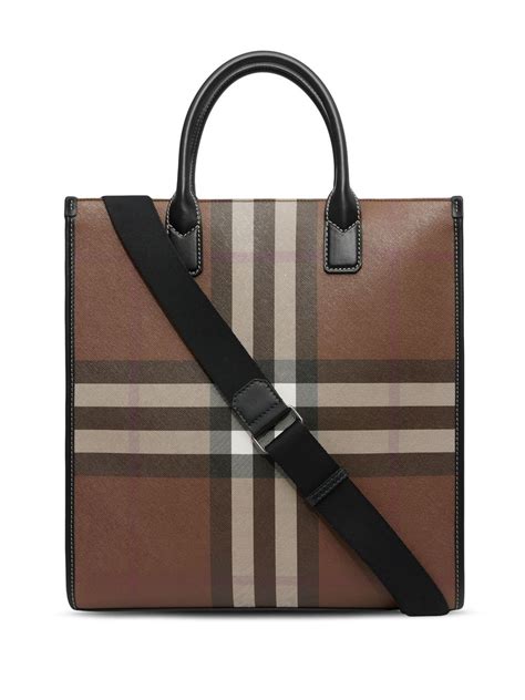 burberry denim tote|burberry check and leather tote.